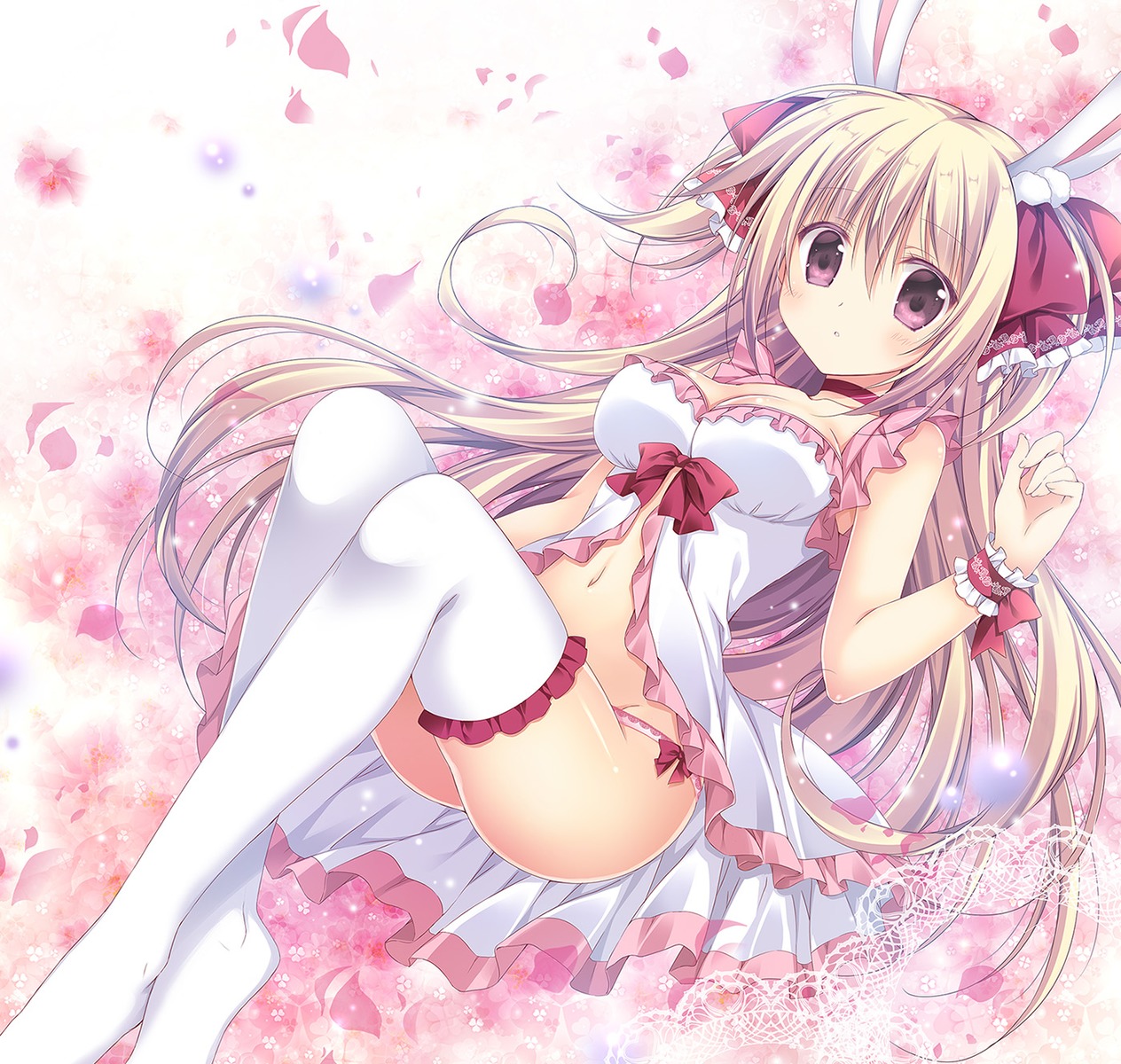yande.re 445749 sample animal_ears bunny_ears cleavage korie_riko lingerie pants.jpg